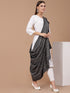 Women's Greyish Black Silky Aari Embroidery Wool Shawl